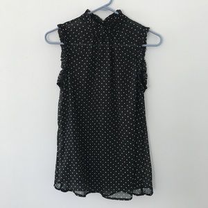 High neck ruffle sleeveless blouse